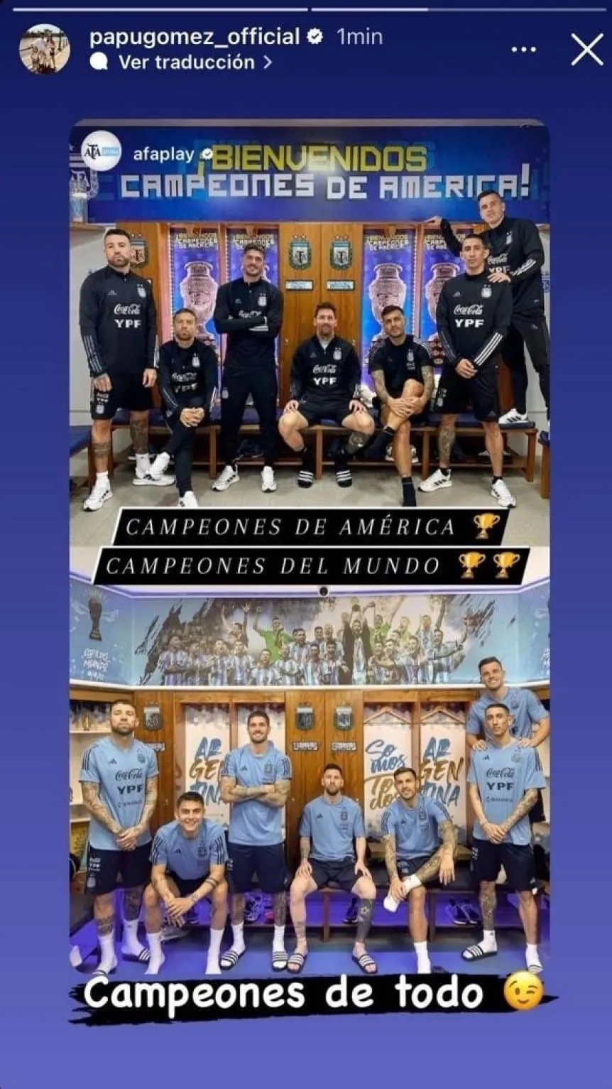 Papu Gómez compartió la foto de la Selección Argentina en la que fue “reemplazado”
