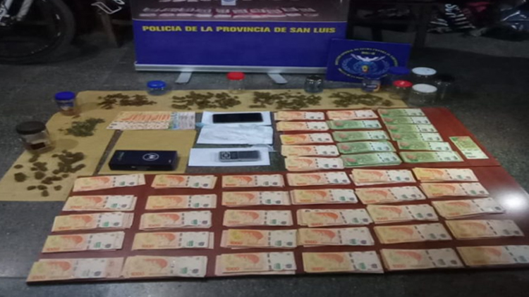 San Luis: tras un allanamiento la Policía secuestró droga, dinero en efectivo y una motocicleta