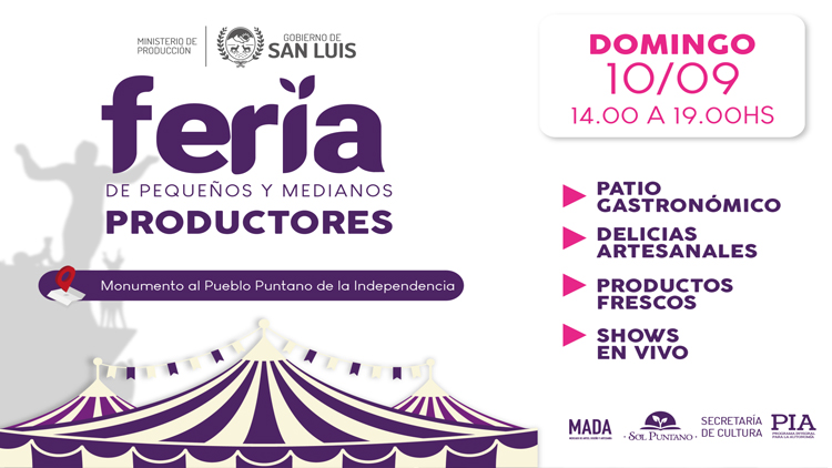MONUMENTO AL PUEBLO PUNTANO: La Feria de Pequeños y Medianos Productores estará presente en Las Chacras