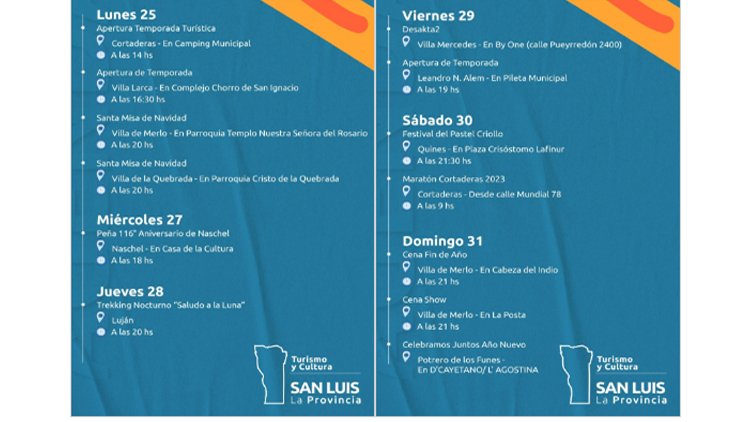 TURISMO: San Luis cierra el 2023 con actividades turísticas y culturales