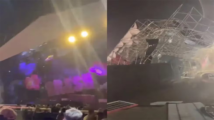 BUENOS AIRES: Se cayó el escenario de la fiesta Bresh por las fuertes ráfagas de viento