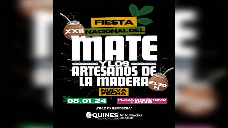 QUINES: Este lunes Quines vivirá una nueva edición de la Fiesta del Mate y los Artesanos de la Madera